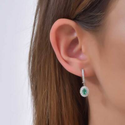 1,50 Karat Diamant Smaragd Ohrringe - 4