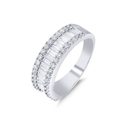1,54 Karat Baguette Halbemoire Diamantring - 3