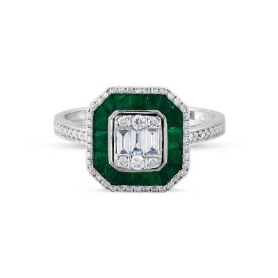 1,58 Karat Smaragd Diamantring - 1