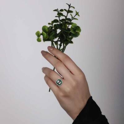 1,58 Karat Smaragd Diamantring - 3