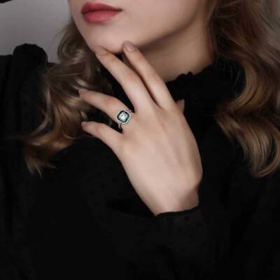 1,58 Karat Smaragd Diamantring - 4