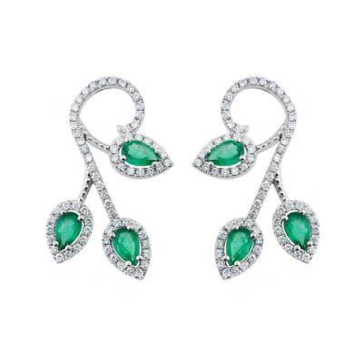 1,65 Karat Diamant Smaragd Ohrringe - 2