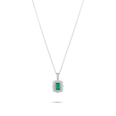 1,77 Karat Diamant Smaragd Kette - 2