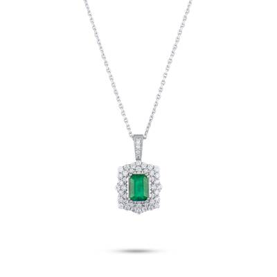 1,77 Karat Diamant Smaragd Kette - 3