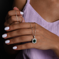 1,77 Karat Diamant Smaragd Kette - 4