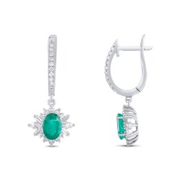 2,02 Karat Diamant Smaragd Ohrringe - 3