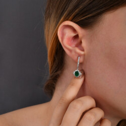 2,02 Karat Diamant Smaragd Ohrringe - 4