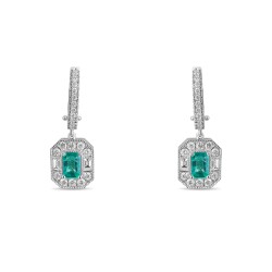 2,13 Karat Diamant Smaragd Ohrringe - 2