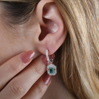 2,13 Karat Diamant Smaragd Ohrringe - 3