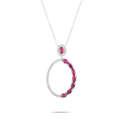 2,82 Karat Diamant Rubin Kette - 2
