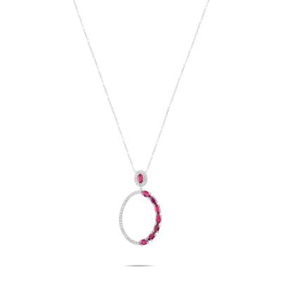 2,82 Karat Diamant Rubin Kette - 3