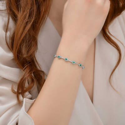 3,21 Karat Diamant Smaragd Armband - 4