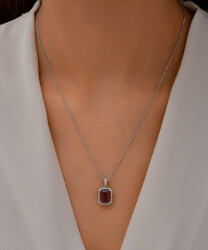 3,68 Karat Diamant Rubin Kette - 4