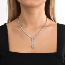 3,78 Karat Diamant Baguette Collier - 4