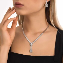 3,78 Karat Diamant Baguette Collier - 5