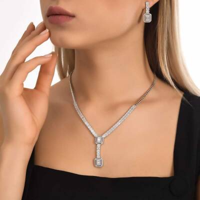 3,78 Karat Diamant Baguette Collier - 5