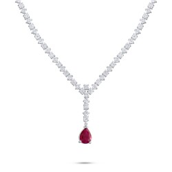 4,37 Karat Diamant Tropfen Kesim Rubin Collier - Star Pırlanta