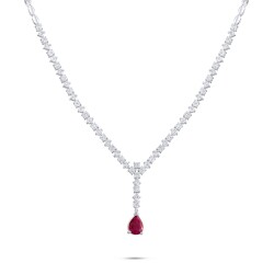 4,37 Karat Diamant Tropfen Kesim Rubin Collier - 2