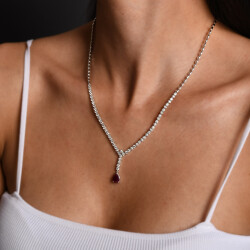 4,37 Karat Diamant Tropfen Kesim Rubin Collier - 4