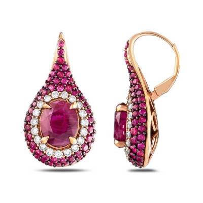 7,32 Karat Diamant Rubin Ohrringe - 1