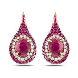 7,32 Karat Diamant Rubin Ohrringe - 2