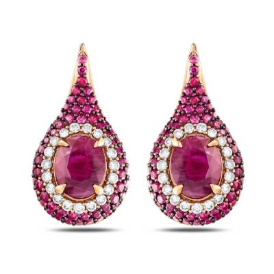 7,32 Karat Diamant Rubin Ohrringe - 2