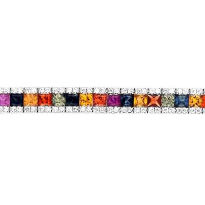 9,09 Karat Diamant Multicolor Safir Armband - 1
