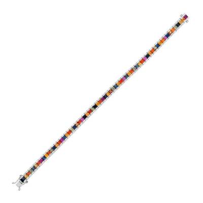 9,09 Karat Diamant Multicolor Safir Armband - 3