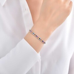 9,09 Karat Diamant Multicolor Safir Armband - 4