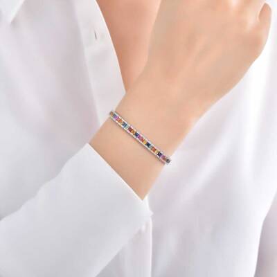 9,09 Karat Diamant Multicolor Safir Armband - 4