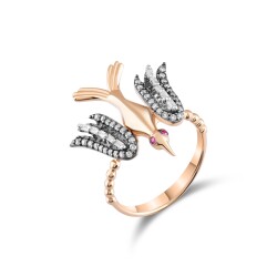 Fliegender Vogel Rubin Diamantring - Piraye Kollektion - 2