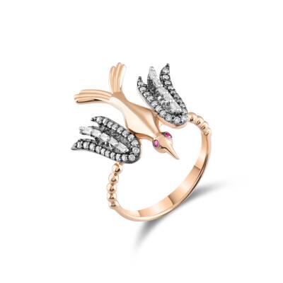 Fliegender Vogel Rubin Diamantring - Piraye Kollektion - 2
