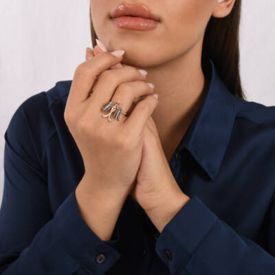 Fliegender Vogel Rubin Diamantring - Piraye Kollektion - 4