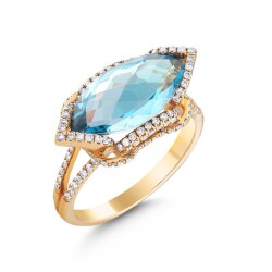 Blauer Topas Diamantring - 2